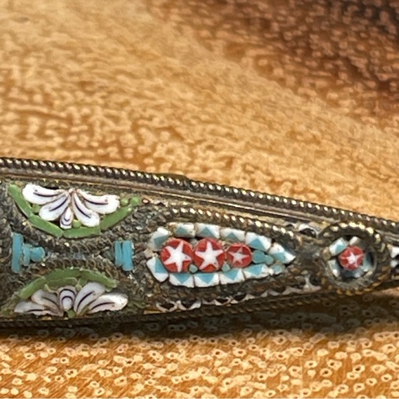 Antique Victorian Micro Mosaic Bar Pin Brooch C Clasp OOAK Unique 2.25” Long - Picture 13 of 14